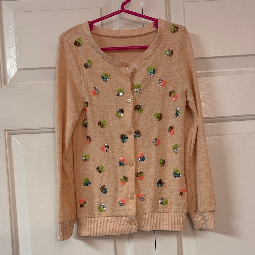 Kids Beige Cardigan with Colorful Accents